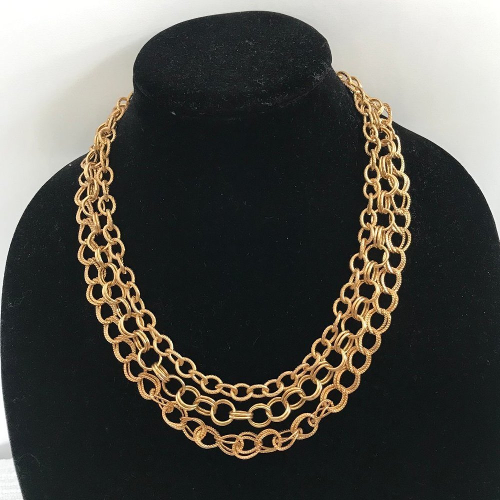 Gold Three Chain Link Necklace